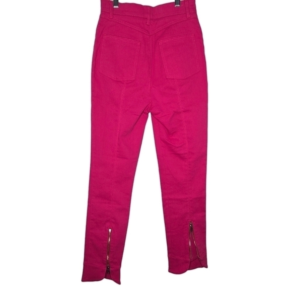 ZARA Women's Valentine High Rise Skinny Zip Denim Jeans Fuschia Pink Size Small - Picture 2 of 12
